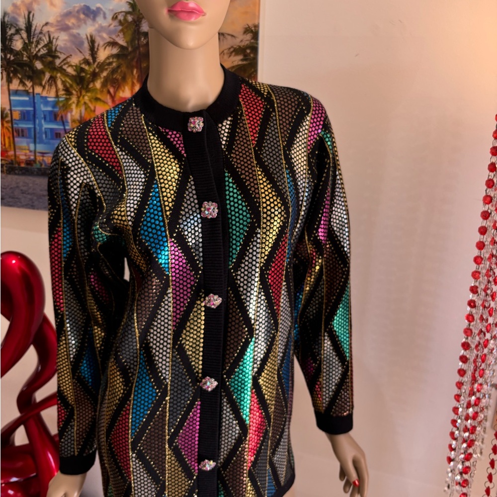 St. John Multi Paillette’s Sequin Knit Jacket blazer evening 10
